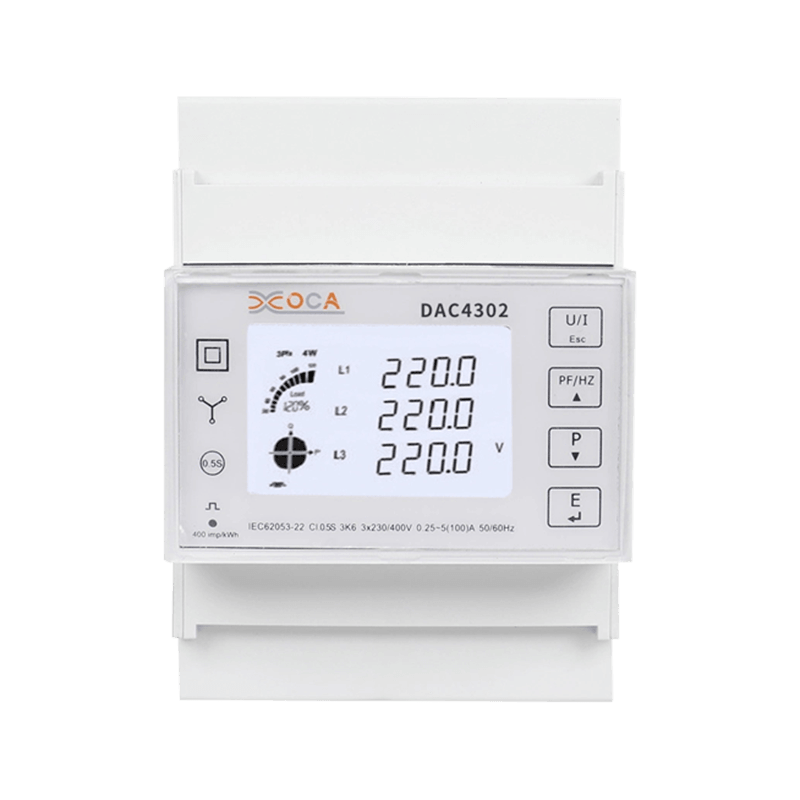 Dac4302 Medidor de energía eléctrica trifásico AC 2t en carril DIN