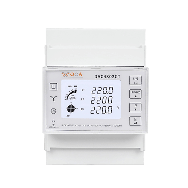 Multímetro inteligente del medidor de energía Modbus trifásico de CA en carril DIN Dac4302CT